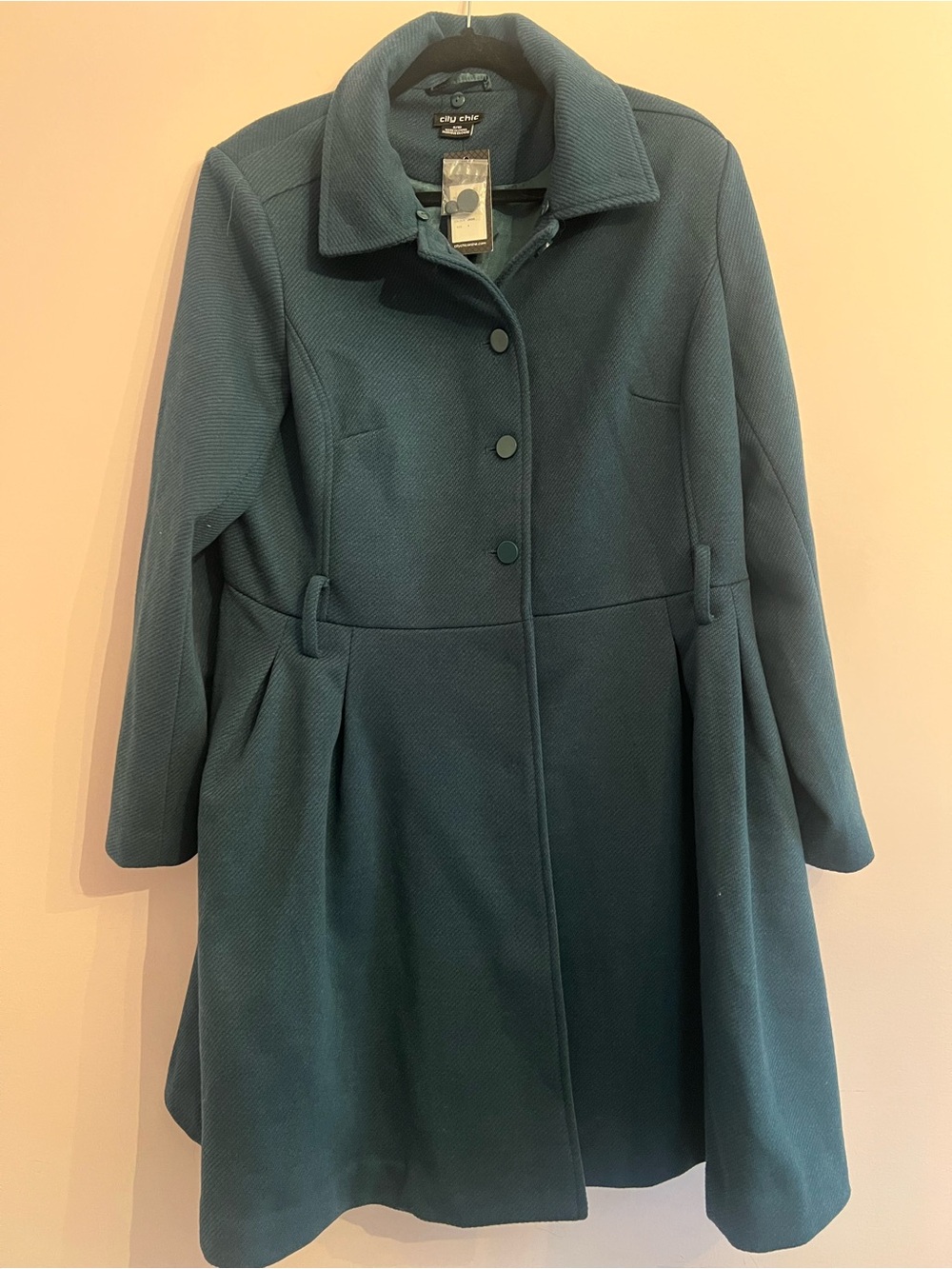 City Chic Teal Flared Pea Coat
